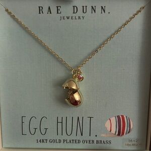 Rae Dunn Gold Egg Hunt Necklace with Rhinestone Bunny